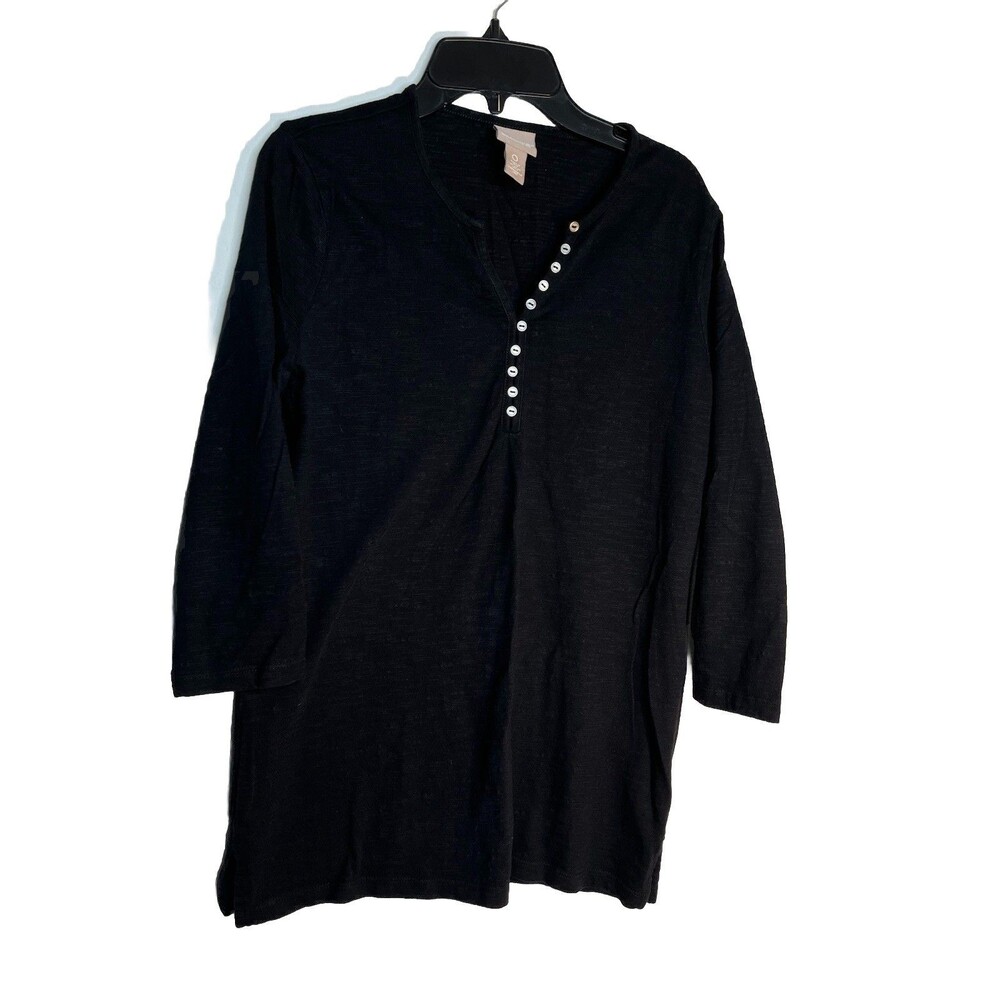 Chicos Multiple Mini Buttons Black Soft Top Size 0 US Small